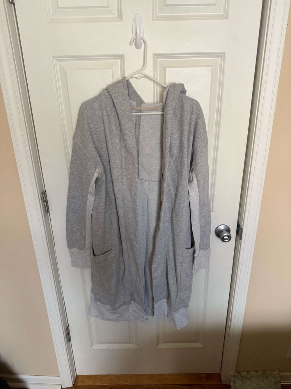 lululemon athletica Light Gray Hooded Open Cardigan